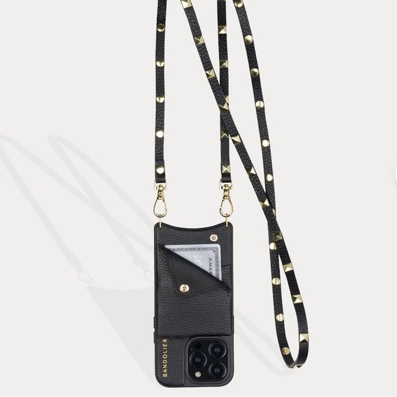 Bandolier SARAH Crossbody Phone Case in Black/Gold - iPhone 13 Pro Max - Picture 8 of 10